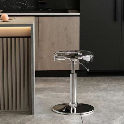 Moderno taburete redondo de barra de acero al carbono acrílico para comedor 