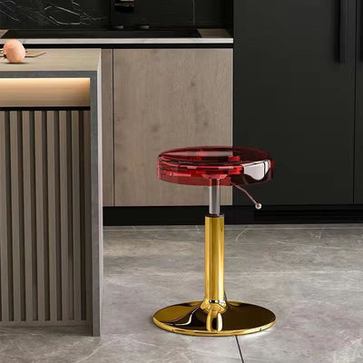 Moderno taburete redondo de barra de acero al carbono acrílico para comedor 