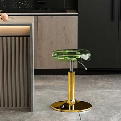 Moderno taburete redondo de barra de acero al carbono acrílico para comedor 