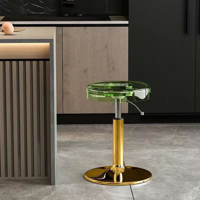 Moderno taburete redondo de barra de acero al carbono acrílico para comedor 