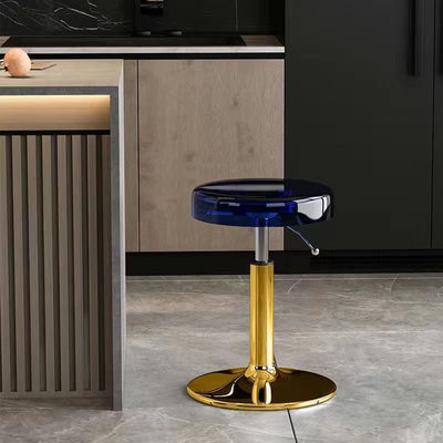 Moderno taburete redondo de barra de acero al carbono acrílico para comedor 