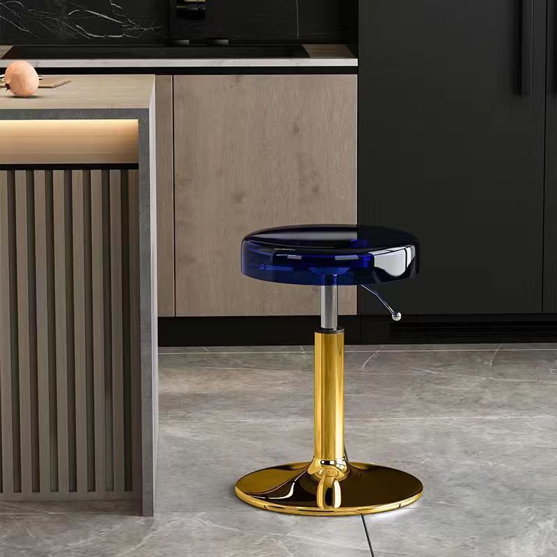 Moderno taburete redondo de barra de acero al carbono acrílico para comedor 