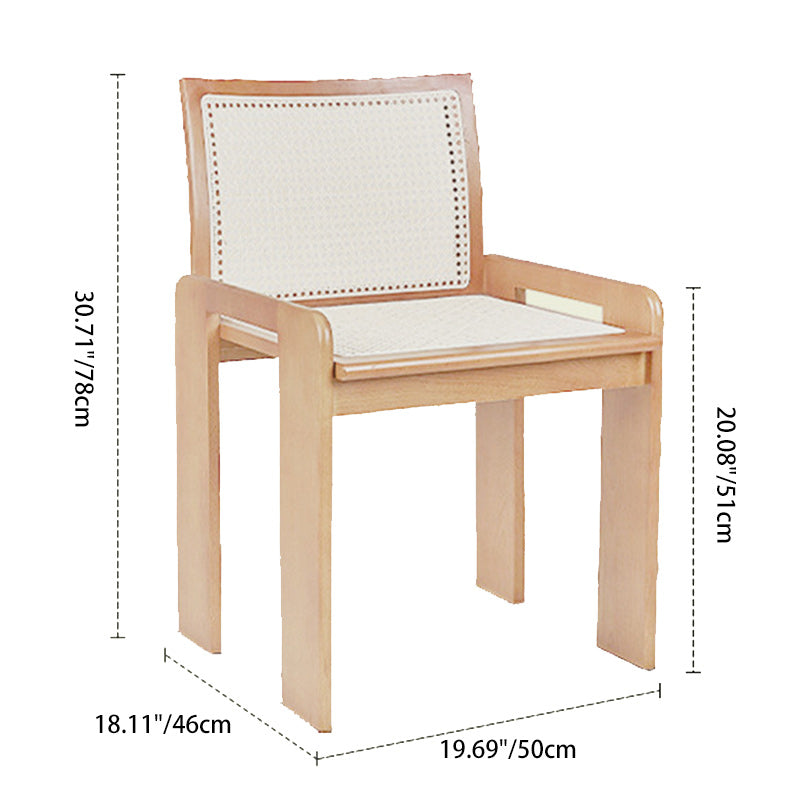 Chaise de salle à manger traditionnelle vintage en rotin en bois massif à lattes creuses avec dossier pour salle à manger 