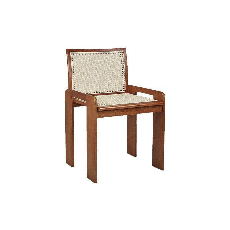 Chaise de salle à manger traditionnelle vintage en rotin en bois massif à lattes creuses avec dossier pour salle à manger 