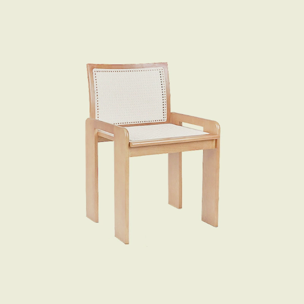 Chaise de salle à manger traditionnelle vintage en rotin en bois massif à lattes creuses avec dossier pour salle à manger 