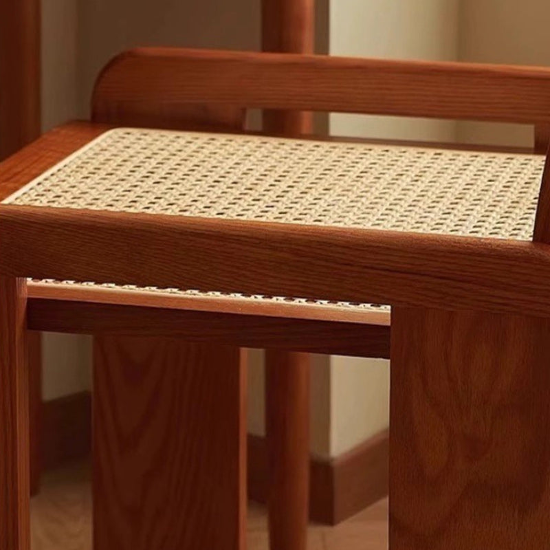 Chaise de salle à manger traditionnelle vintage en rotin en bois massif à lattes creuses avec dossier pour salle à manger 