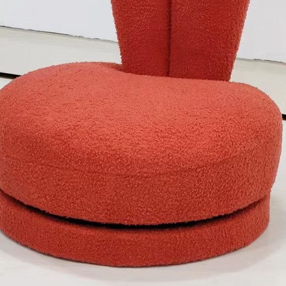 Modern Minimalist Kids Sherpa Fabric Pine Wood Round Bunny-Ear Low Stool With Backrest For Living Room