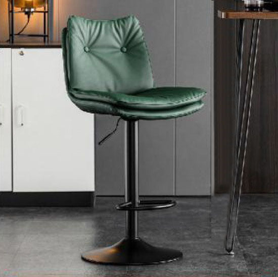 Modern Minimalist Faux Nappa Leather Iron Curved Square Bar Stool With Backrest For Dining Room