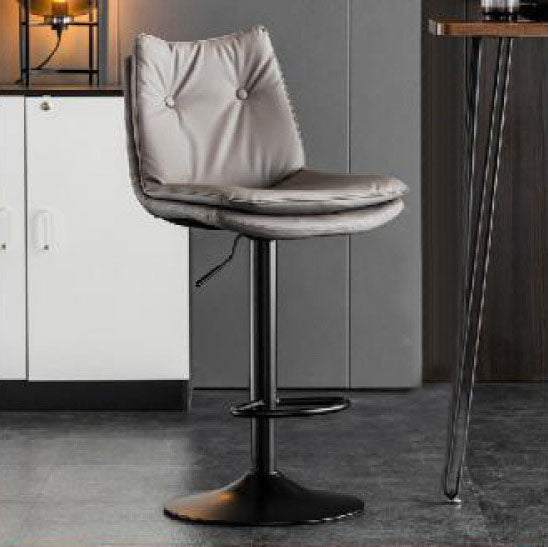 Modern Minimalist Faux Nappa Leather Iron Curved Square Bar Stool With Backrest For Dining Room