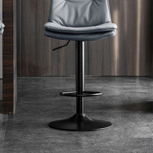Modern Minimalist Faux Nappa Leather Iron Curved Square Bar Stool With Backrest For Dining Room