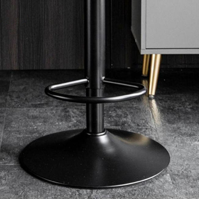Modern Minimalist Faux Nappa Leather Iron Curved Square Bar Stool With Backrest For Dining Room