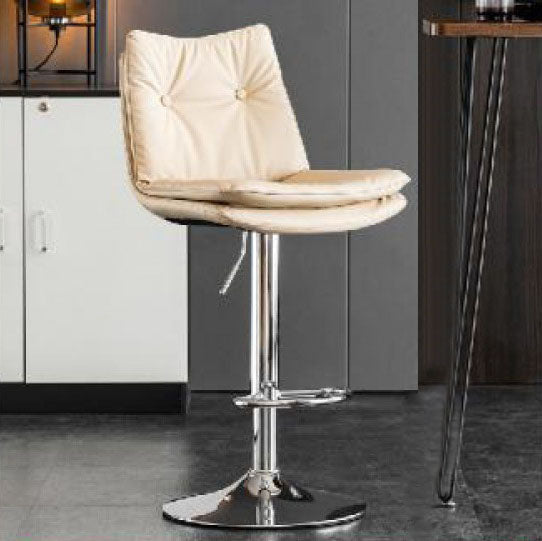Modern Minimalist Faux Nappa Leather Iron Curved Square Bar Stool With Backrest For Dining Room