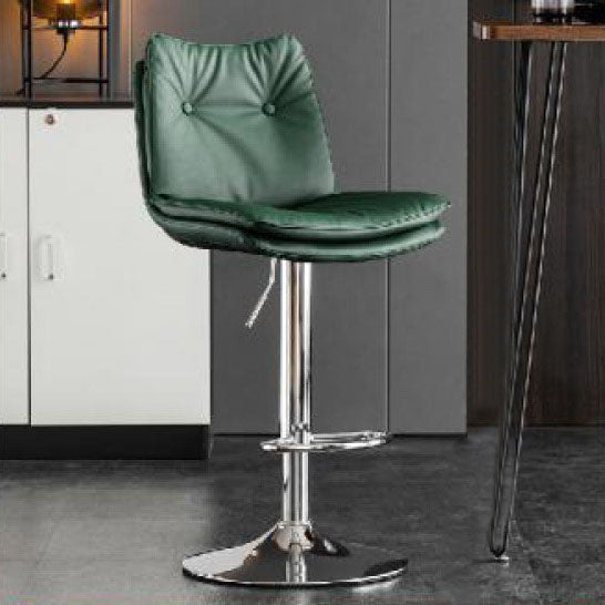 Modern Minimalist Faux Nappa Leather Iron Curved Square Bar Stool With Backrest For Dining Room