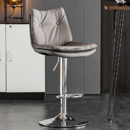 Modern Minimalist Faux Nappa Leather Iron Curved Square Bar Stool With Backrest For Dining Room