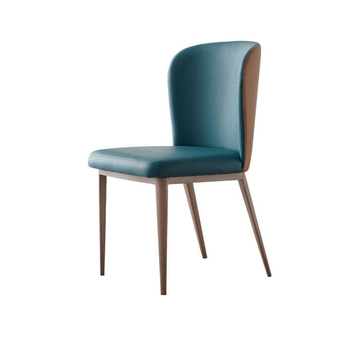 Zeitgenössischer skandinavischer PU-Leder-Kohlenstoffstahl-gekrümmter quadratischer Esszimmerstuhl mit Rückenlehne für das Esszimmer 