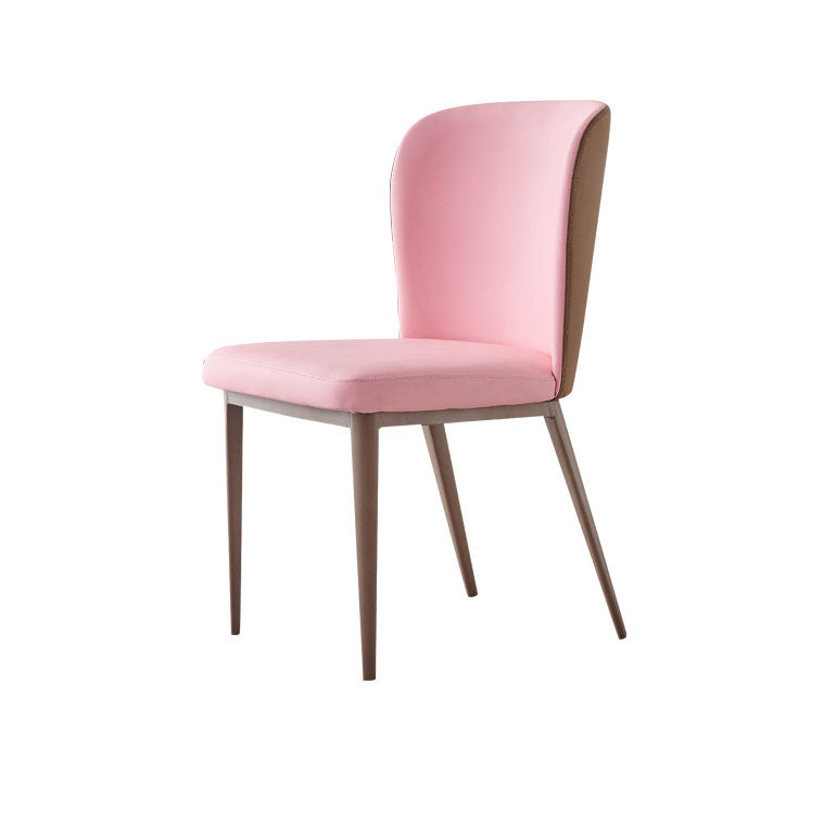 Contemporary Scandinavian PU Leather Carbon Steel Curved Square Dining Chair With Backrest For Dining Room