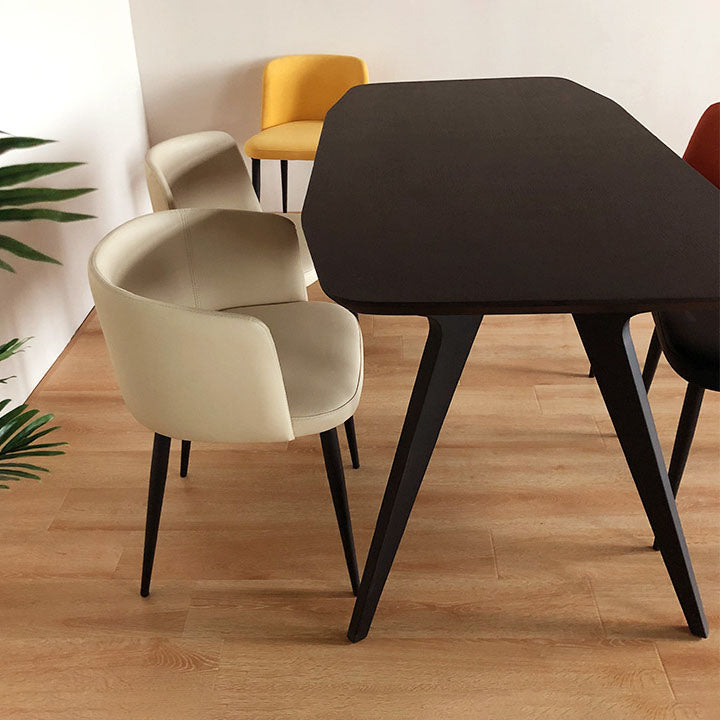 Contemporary Scandinavian Fabric Faux Leather Carbon Steel Curved Dining Chair With Backrest For Dining Room