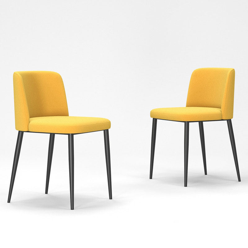 Contemporary Scandinavian Fabric Faux Leather Carbon Steel Curved Dining Chair With Backrest For Dining Room