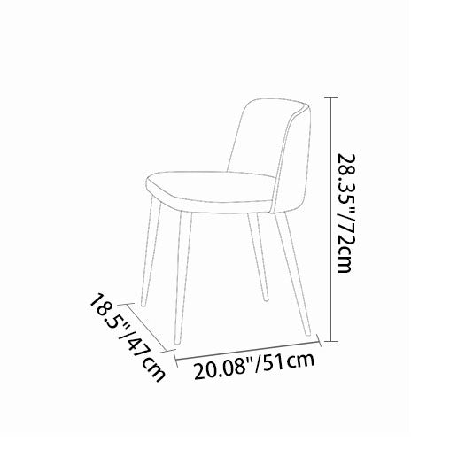 Contemporary Scandinavian Fabric Faux Leather Carbon Steel Curved Dining Chair With Backrest For Dining Room