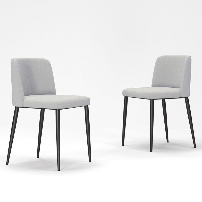Contemporary Scandinavian Fabric Faux Leather Carbon Steel Curved Dining Chair With Backrest For Dining Room