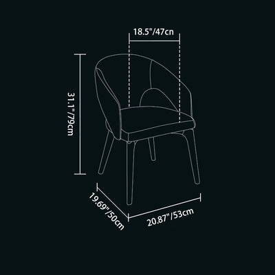 Modern Luxury PU Leather Solid Wood Curved Rounded Square Backrest Dining Chair For Dining Room