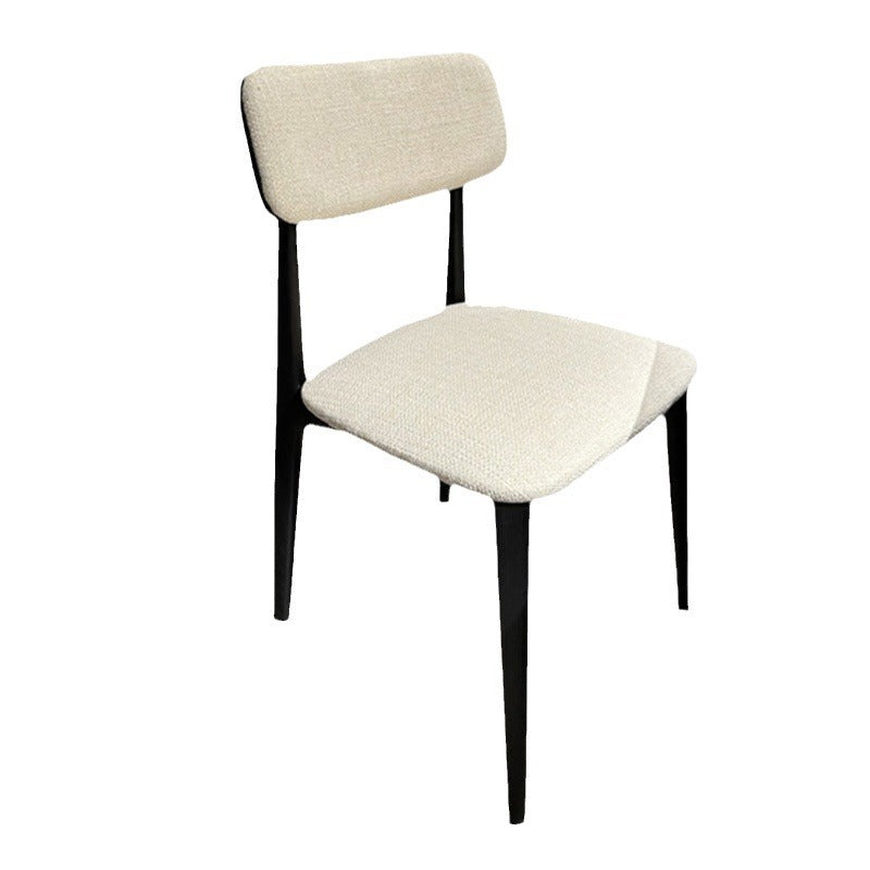 Modern Luxury Cotton Linen Solid Wood Rounded Rectangular Dining Chair With Backrest Armrest For Dining Room