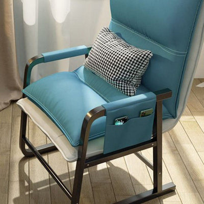 Modern Minimalist Tech Fabric Metal Rectangular Accent Chair With Adjustable Backrest & Armrests For Living Room