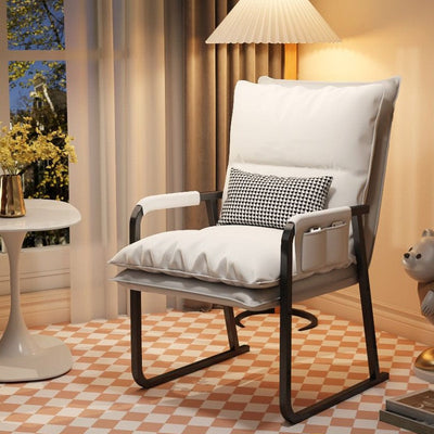 Modern Minimalist Tech Fabric Metal Rectangular Accent Chair With Adjustable Backrest & Armrests For Living Room