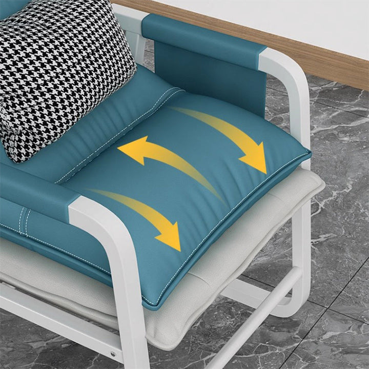 Modern Minimalist Synthetic Fabric Metal Rectangular Accent Chair With Adjustable Backrest &amp; Armrests For Living Room
