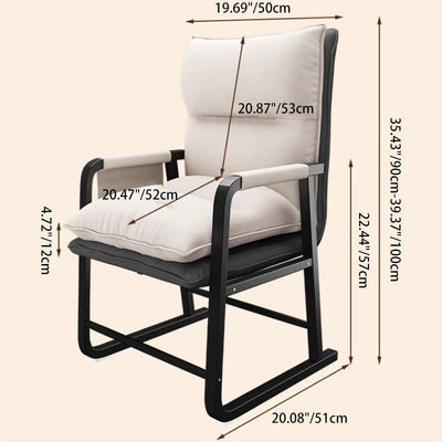 Modern Minimalist Tech Fabric Metal Rectangular Accent Chair With Adjustable Backrest & Armrests For Living Room