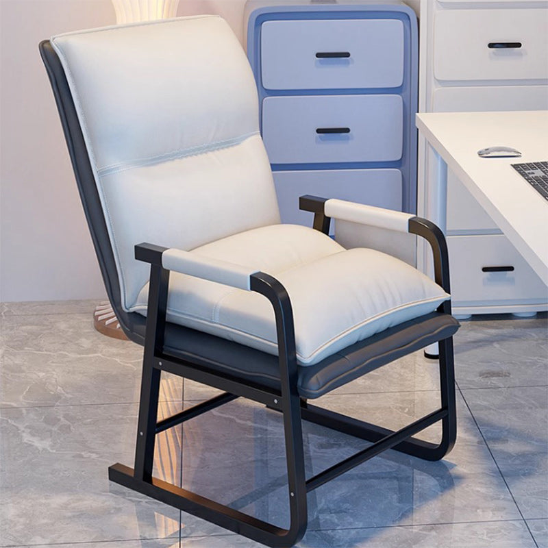 Modern Minimalist Synthetic Fabric Metal Rectangular Accent Chair With Adjustable Backrest &amp; Armrests For Living Room