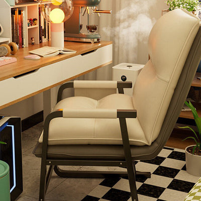 Modern Minimalist Tech Fabric Metal Rectangular Accent Chair With Adjustable Backrest & Armrests For Living Room