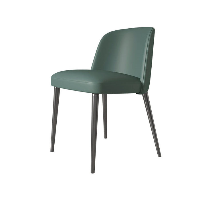 Silla de comedor contemporánea escandinava de cuero sintético Nappa de acero al carbono cuadrada y curva con respaldo para comedor 