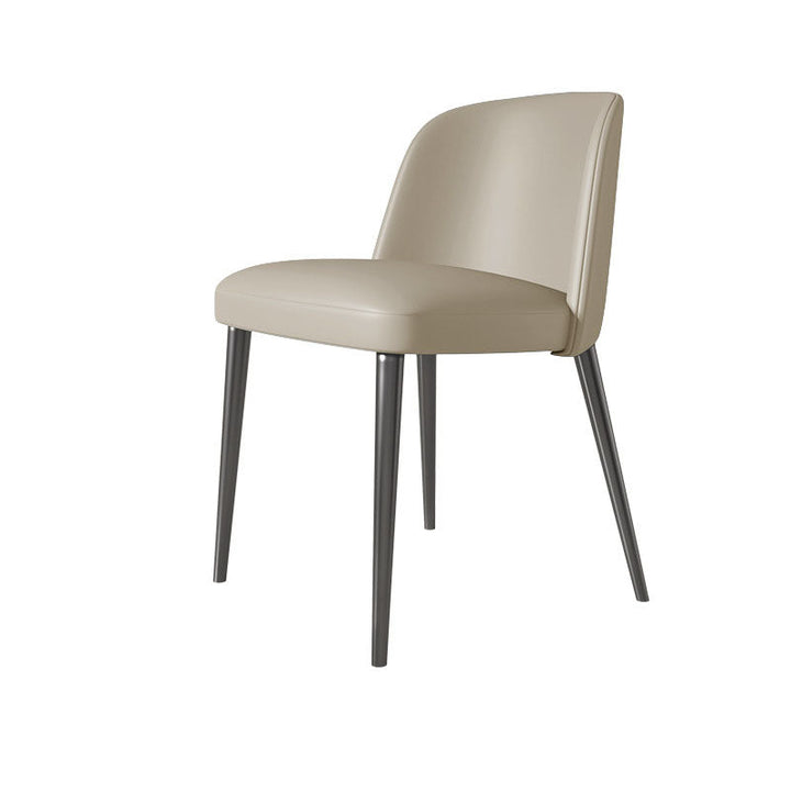 Silla de comedor contemporánea escandinava de cuero sintético Nappa de acero al carbono cuadrada y curva con respaldo para comedor 