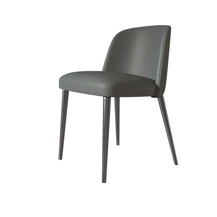 Silla de comedor contemporánea escandinava de cuero sintético Nappa de acero al carbono cuadrada y curva con respaldo para comedor 