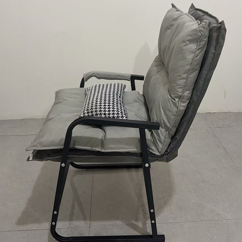 Modern Minimalist Tech Fabric Metal Trapezoid Desk Chair With Backrest Armrest For Home Office