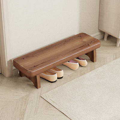 Traditional Vintage Solid Wood Rectangular Long Shoe Bench For Living Room