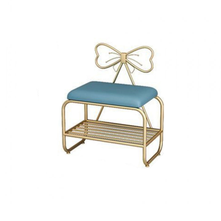 Rangement de chaussures rectangulaire en faux cuir créatif contemporain avec nœud en fer et 1 étagère pour entrée et salon 