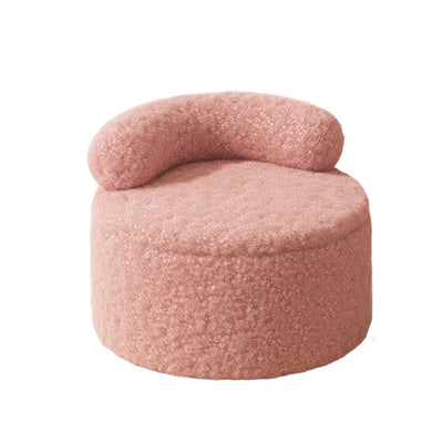 Modern Minimalist Lambswool Solid Wood Round Curved Low Stool With Backrest For Living Room