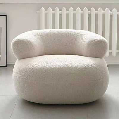 Modern Minimalist Lambswool Solid Wood Round Curved Low Stool With Backrest For Living Room