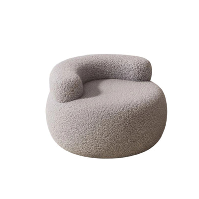 Modern Minimalist Lambswool Solid Wood Round Curved Low Stool With Backrest For Living Room