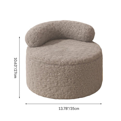 Modern Minimalist Lambswool Solid Wood Round Curved Low Stool With Backrest For Living Room