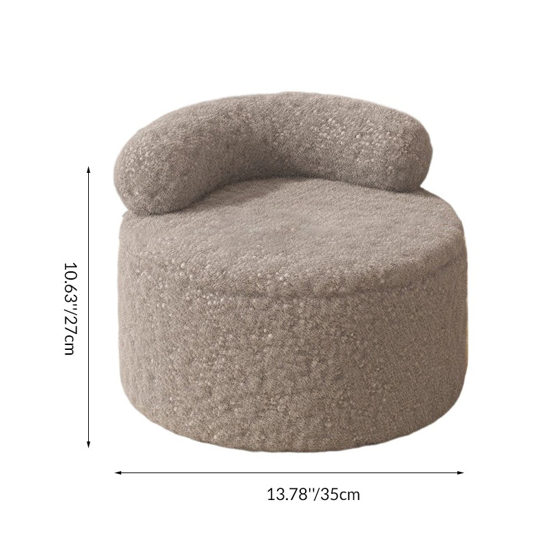 Modern Minimalist Lambswool Solid Wood Round Curved Low Stool With Backrest For Living Room