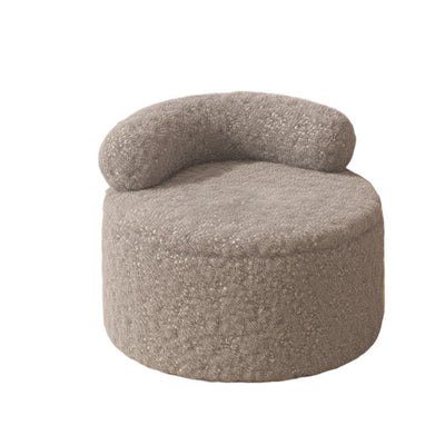 Modern Minimalist Lambswool Solid Wood Round Curved Low Stool With Backrest For Living Room
