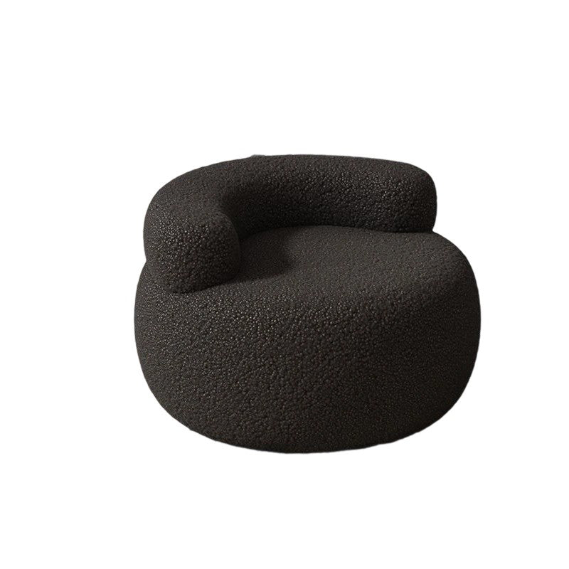Modern Minimalist Lambswool Solid Wood Round Curved Low Stool With Backrest For Living Room