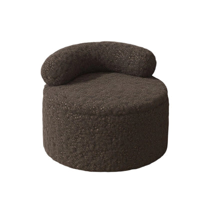 Modern Minimalist Lambswool Solid Wood Round Curved Low Stool With Backrest For Living Room