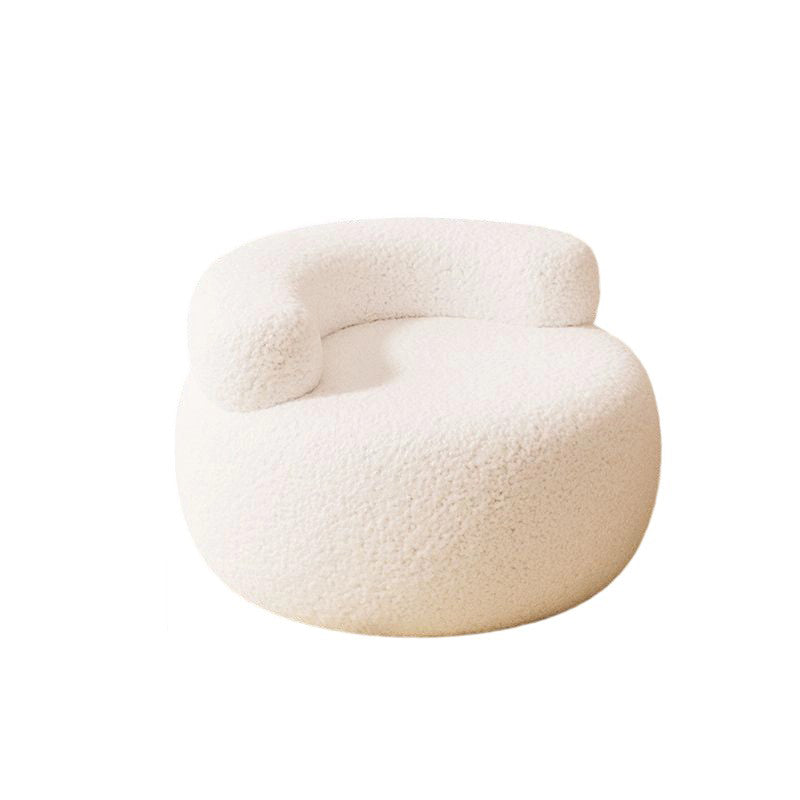 Modern Minimalist Lambswool Solid Wood Round Curved Low Stool With Backrest For Living Room