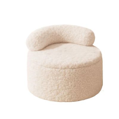 Modern Minimalist Lambswool Solid Wood Round Curved Low Stool With Backrest For Living Room