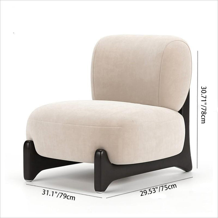 Chaise d'appoint carrée incurvée en bois massif en velours d'agneau scandinave contemporain avec dossier pour salon 