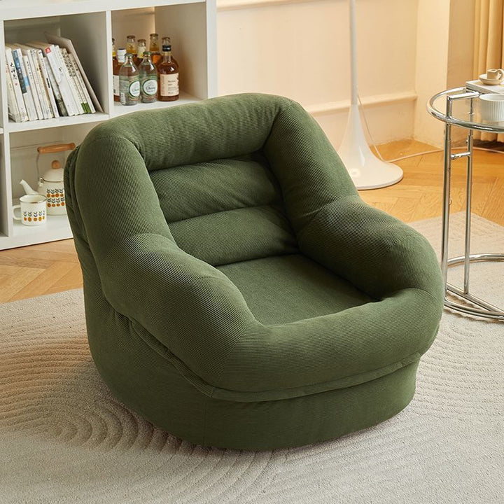 Modern Minimalist Corduroy PP Cotton U-Shaped Rounded Square Accent Chair With Backrest Armrest For Living Room